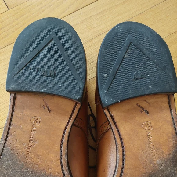 EUC Mens Allen Edmonds Leather Shoes Sanford British Tan Lace Up Size 13 E - Picture 11 of 13